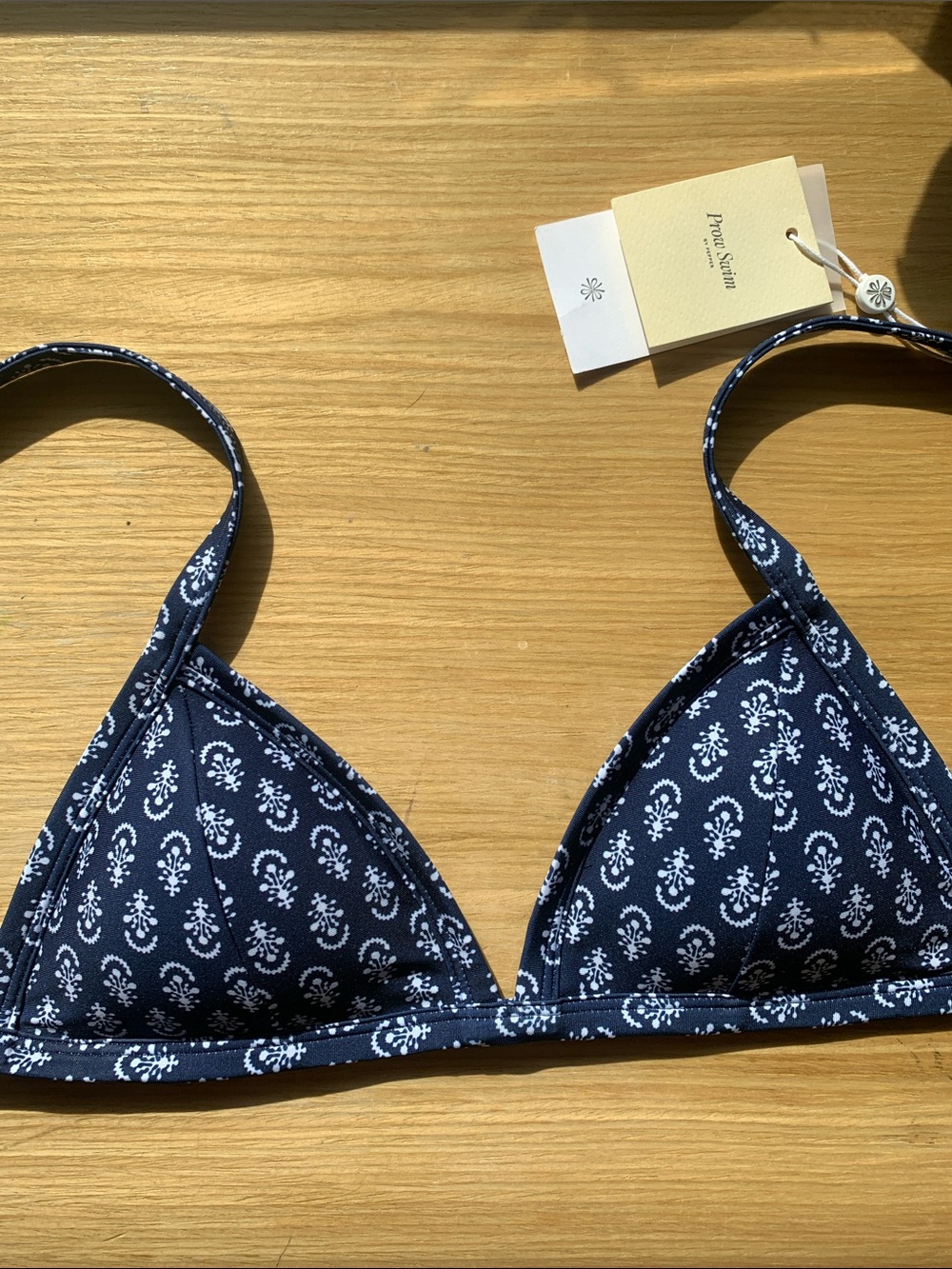 NWT Navy Paisley Triangle Bikini Top - Women Swim Size Small Prow Swim by pepper